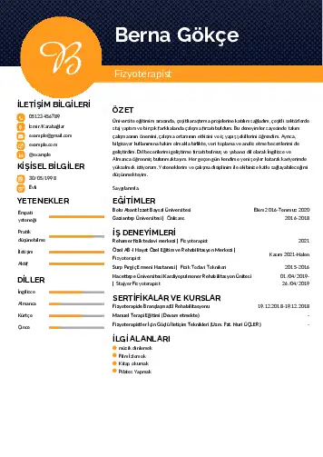 Fizyoterapist Cv Örnekleri cv indir